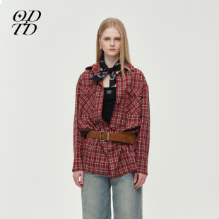 长袖 格纹衬衫 ODTD胶囊新款 上衣宽松外套新年战袍 设计师女装