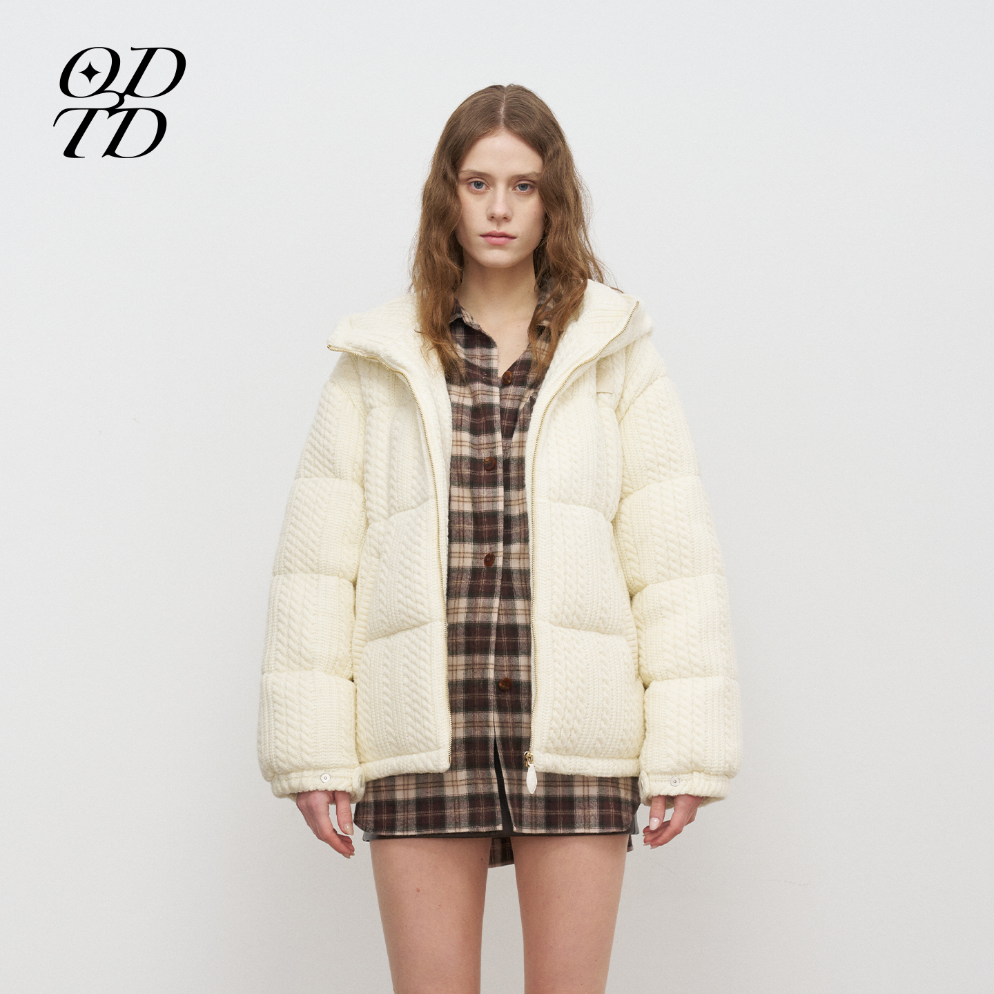 ODTD25秋冬新款绞花羊毛羽绒服