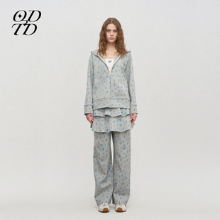 小耳朵针织小碎花卫衣长裤 新款 ODTD25秋季 休闲套装 设计师女装