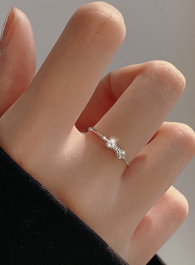 999纯银蝴蝶结戒指女小众设计轻奢高级感ins时尚个性素圈食指指环