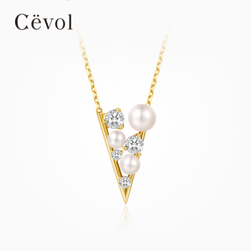 Cevol新奢天然珍珠18K金钻石项链
