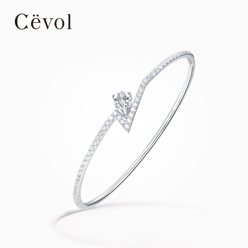 Cevol新奢钻石 Aura系列18K金宴会派对钻石满钻手镯奢华闪耀女