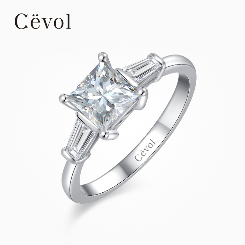 【培育】Cevol新奢钻石 Triangle Icon 铂金三石椭圆钻石戒指女