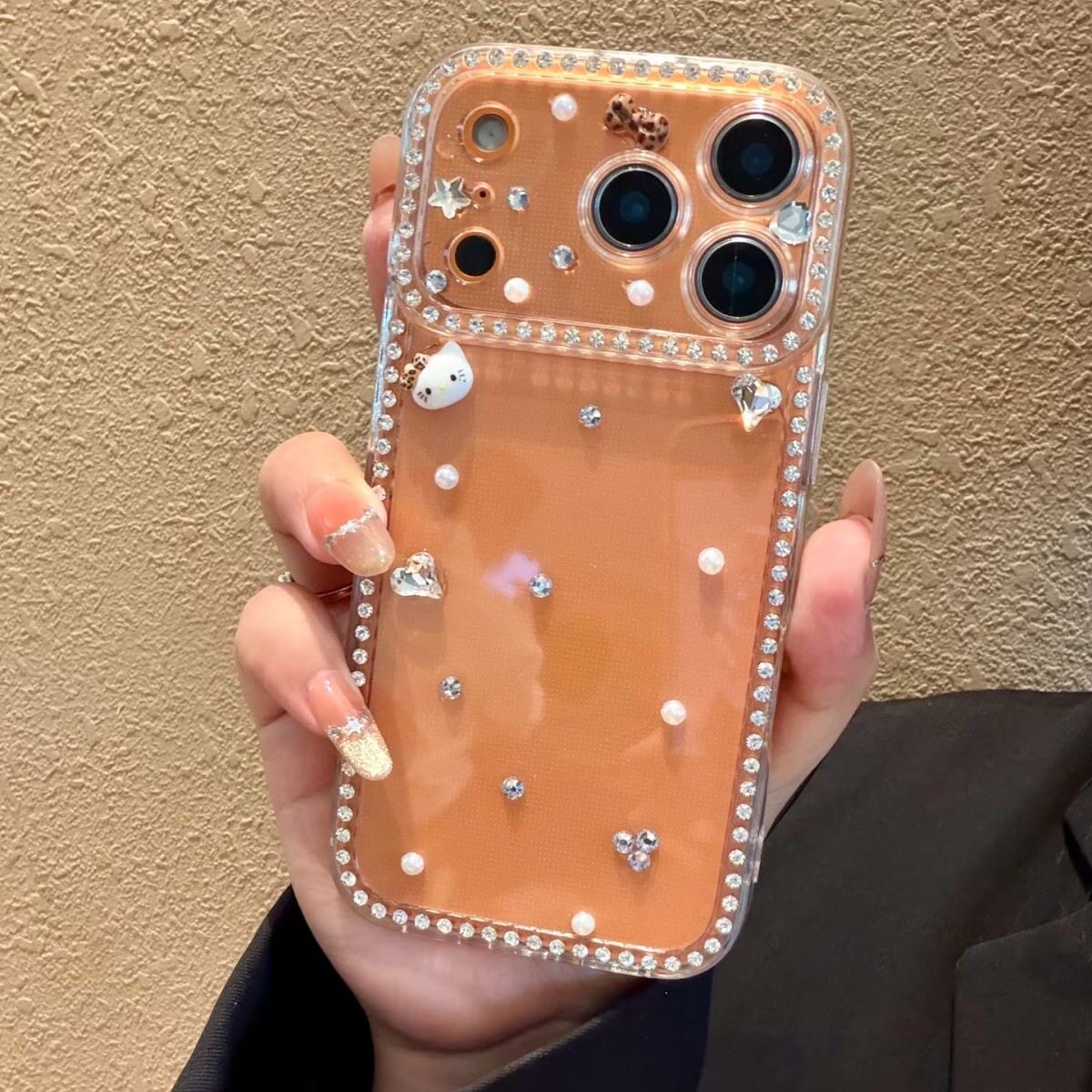 kitty钻壳适用于苹果1716promax手机壳小众可爱新款iPhone15pro创意少女13.14pro女款全包13防摔保护套小清新