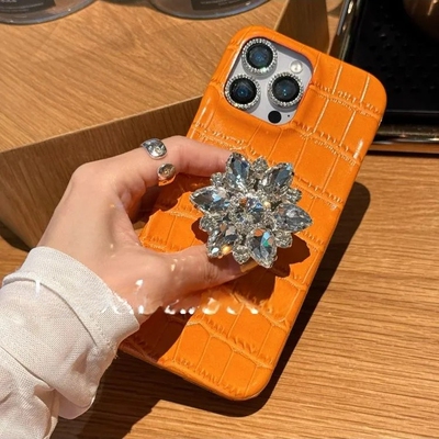 高级感闪粉水钻支架17适用iPhone16ProMax手机壳苹果15Pro保护套14pm女款12/13奢华气质11个性创意全包防摔潮