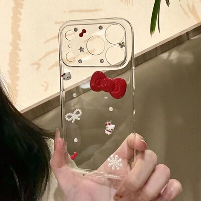 立体蝴蝶结hellokitty适用iPhone17promax手机壳17苹果新款16ProMax卡通15pro硅胶透明14pro女款13滴胶保护套