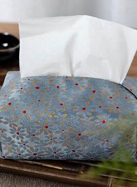 纸巾包 蓝色小雏菊手工抽纸盒 布艺纸巾盒 中式小清新织锦缎布袋