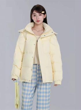 cv凸乆鸟新款羽绒服男女短款冬季2025年加厚立领面包情侣宽松中戏