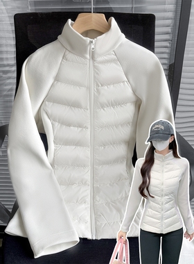 凸乆鸟羽绒服白色修身轻便排骨内胆女款秋冬季轻薄收腰立领上衣外