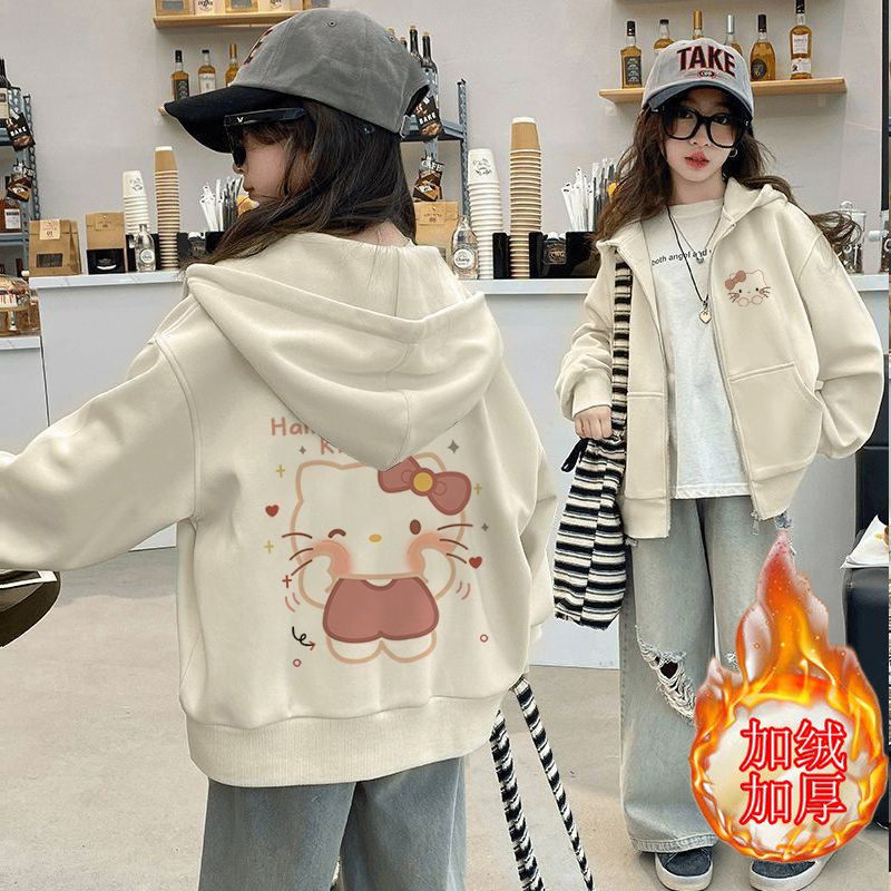 女童秋冬宽松连帽卫衣外套
