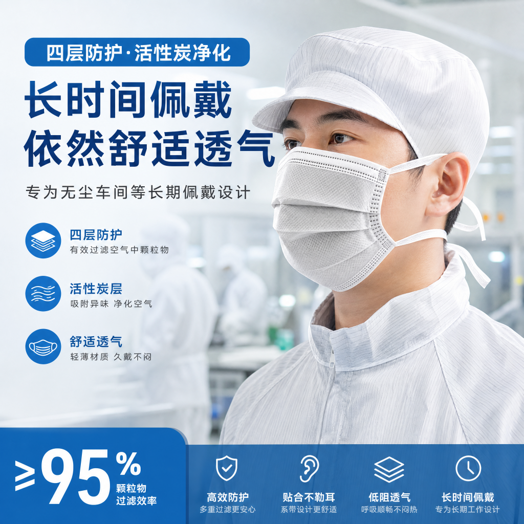一次性口罩活性炭四层加厚头戴式罩装修防甲醛二手烟工业防尘异味