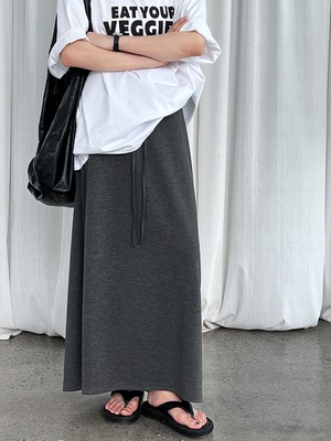 鹿西 韩版直筒a字半身裙冬季新款高腰抽绳休闲长裙包臀伞裙子2673