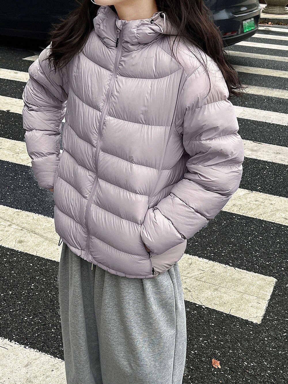 鹿西 安心90白鸭绒泡芙羽绒服女冬季轻薄款防寒连帽外套Y802501