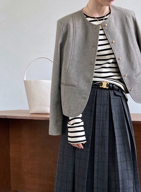 鹿西 法式小香风外套女短款2025早春新款外搭气质高级感西装3352