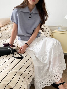 短袖 3th 韩系气质纽扣polo领针织衫 智性松弛 ZY3998 Morning