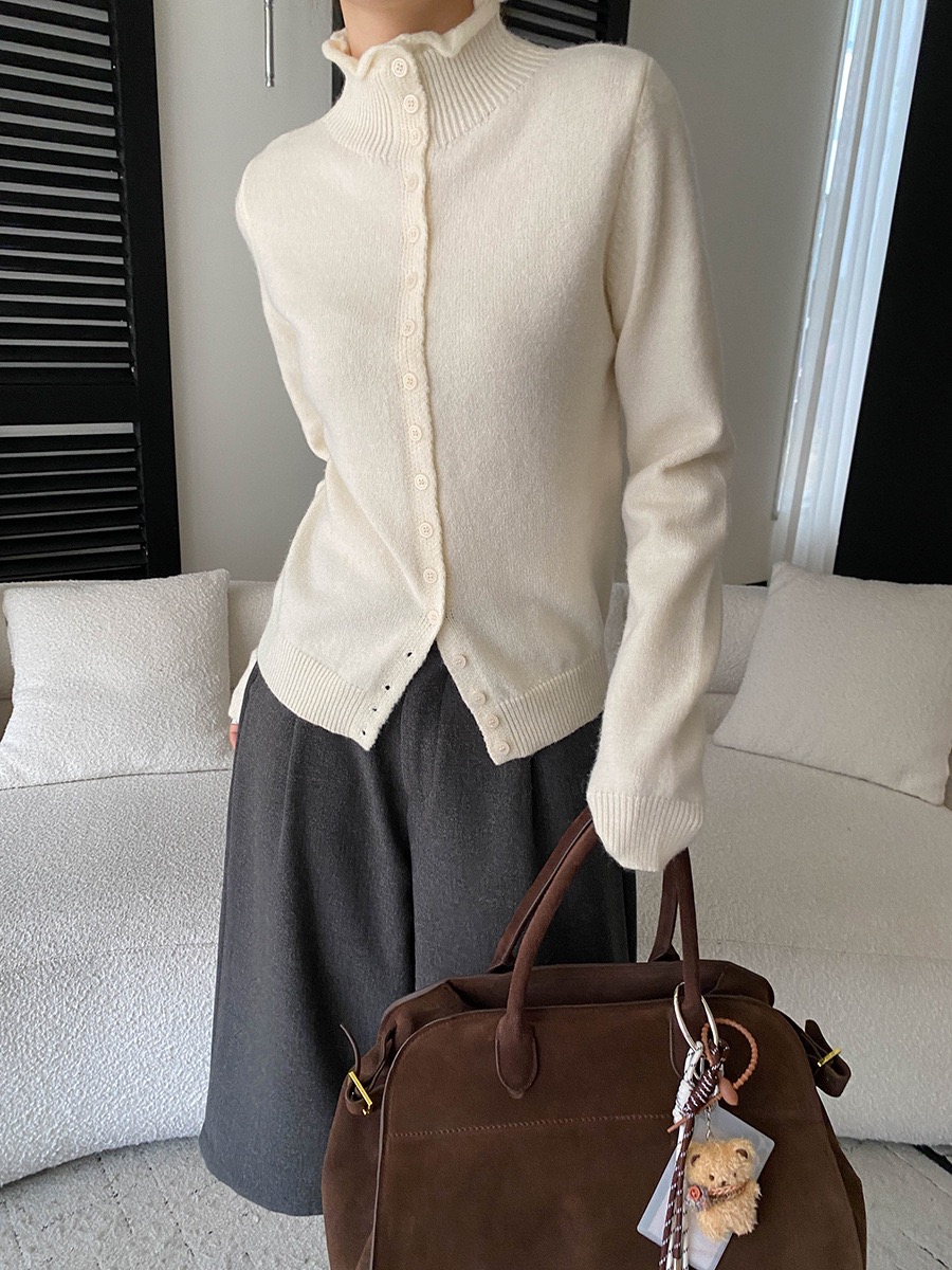 司南 刚需实穿派 慵懒感半高领宽松显瘦气质针织开衫毛衣 SN8401