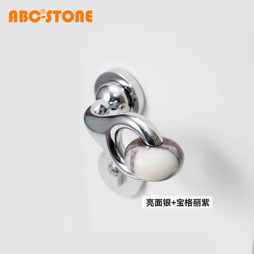 FS.ABC流浪星球亮面银天然大理石中古风门锁通用室内房门锁双开门