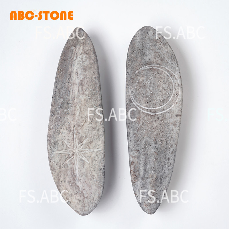 FS.ABC瓜子形星星月亮银灰洞天然石材玻璃门拉手木门酒店定制刻字