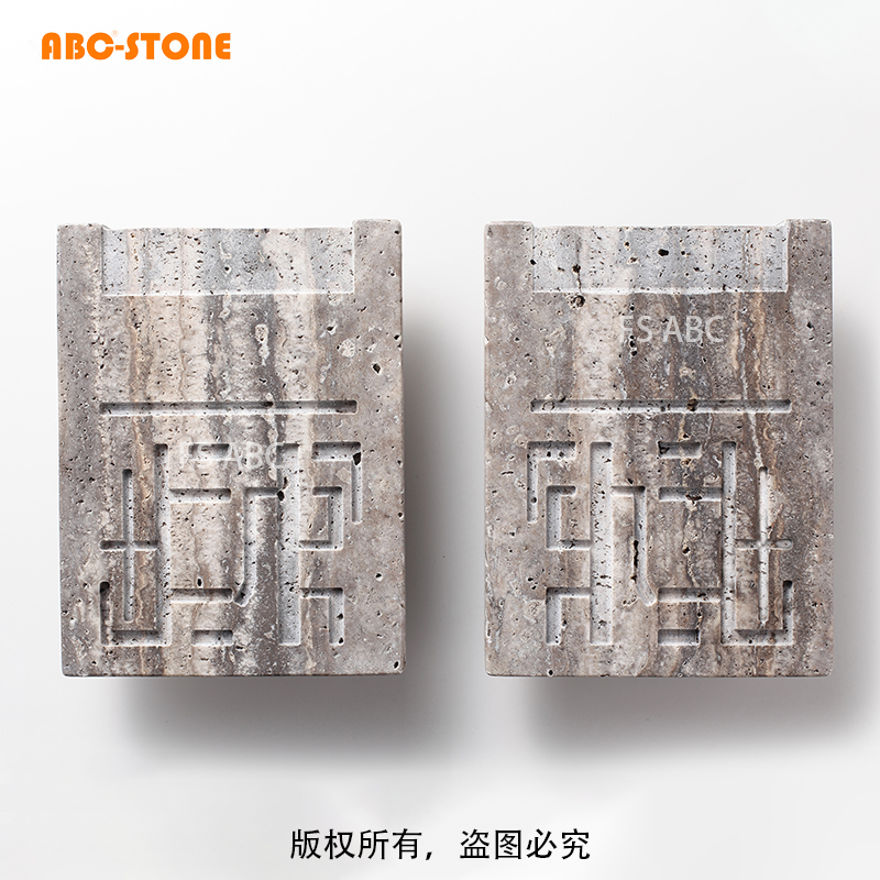 FS.ABC甲骨文天然银灰洞石材玻璃门拉手木门服装店咖啡店酒店定制