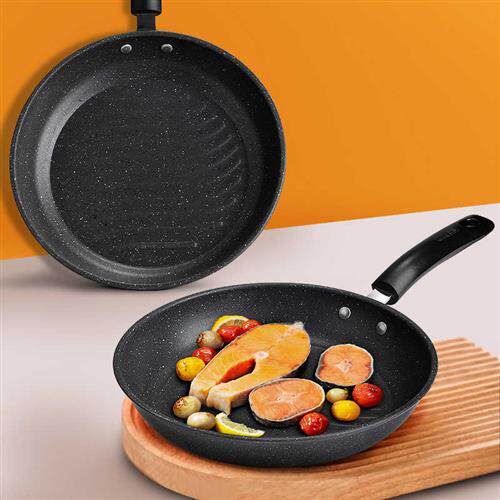 庆展麦饭石平底锅不粘锅煎蛋神器家用煎饼煎牛排早餐锅电磁炉煎锅