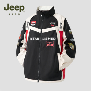 Jeep吉普男童外套春秋款2026秋装酷帅男孩大童夹克儿童机车棒球服