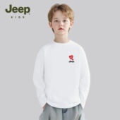 Jeep吉普童装 中大童休闲上衣T潮 儿童纯棉半袖 男童长袖 T恤秋冬新款