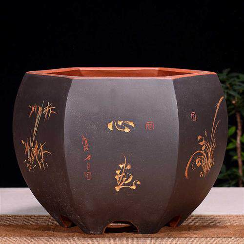 精品紫砂花盆室内绿植盆兰花盆大号陶瓷艺术盆景盆手工盆匠心之作