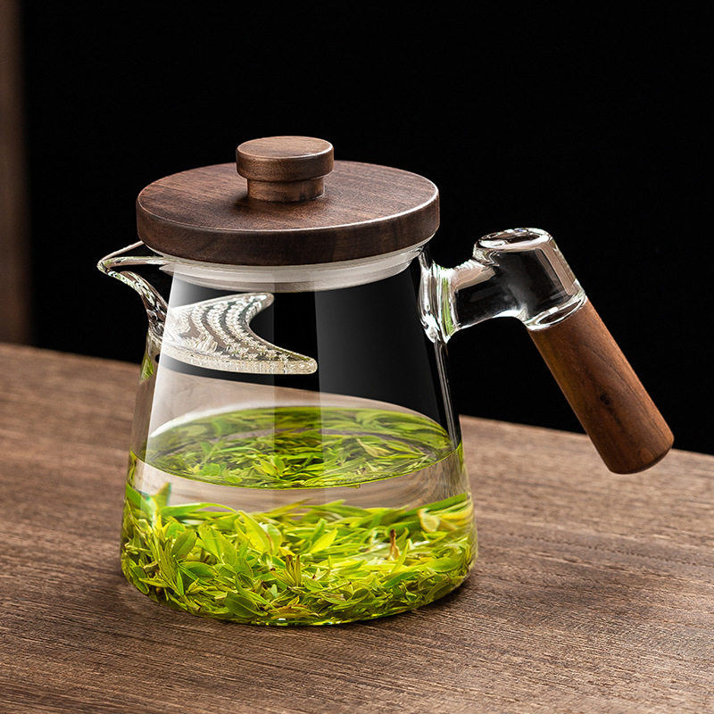 加厚高档月牙带茶漏过滤网一体玻璃茶壶泡绿茶器分茶杯公道杯茶具