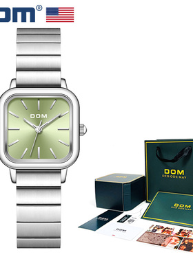 DOM腕表 坚守139道生产工序 复古气质小方糖百搭防水石英女表1721