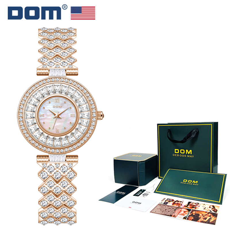 DOM腕表 时尚轻奢钢带石英防水女士手表G-1375
