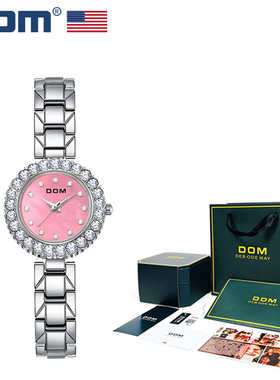 DOM腕表 坚守139道生产工序 时尚镶钻轻奢小粉表 G-1683D-4M