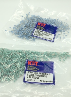 台湾KST管型端子E0206 E0208 淡蓝/紫色 E0306 E0308 淡绿/粉色