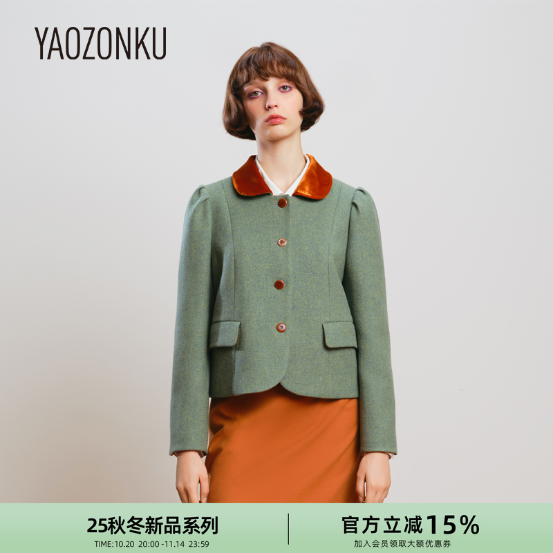 YAOZONKU姚宗谷25秋冬设计师款彼得潘领箱型外套