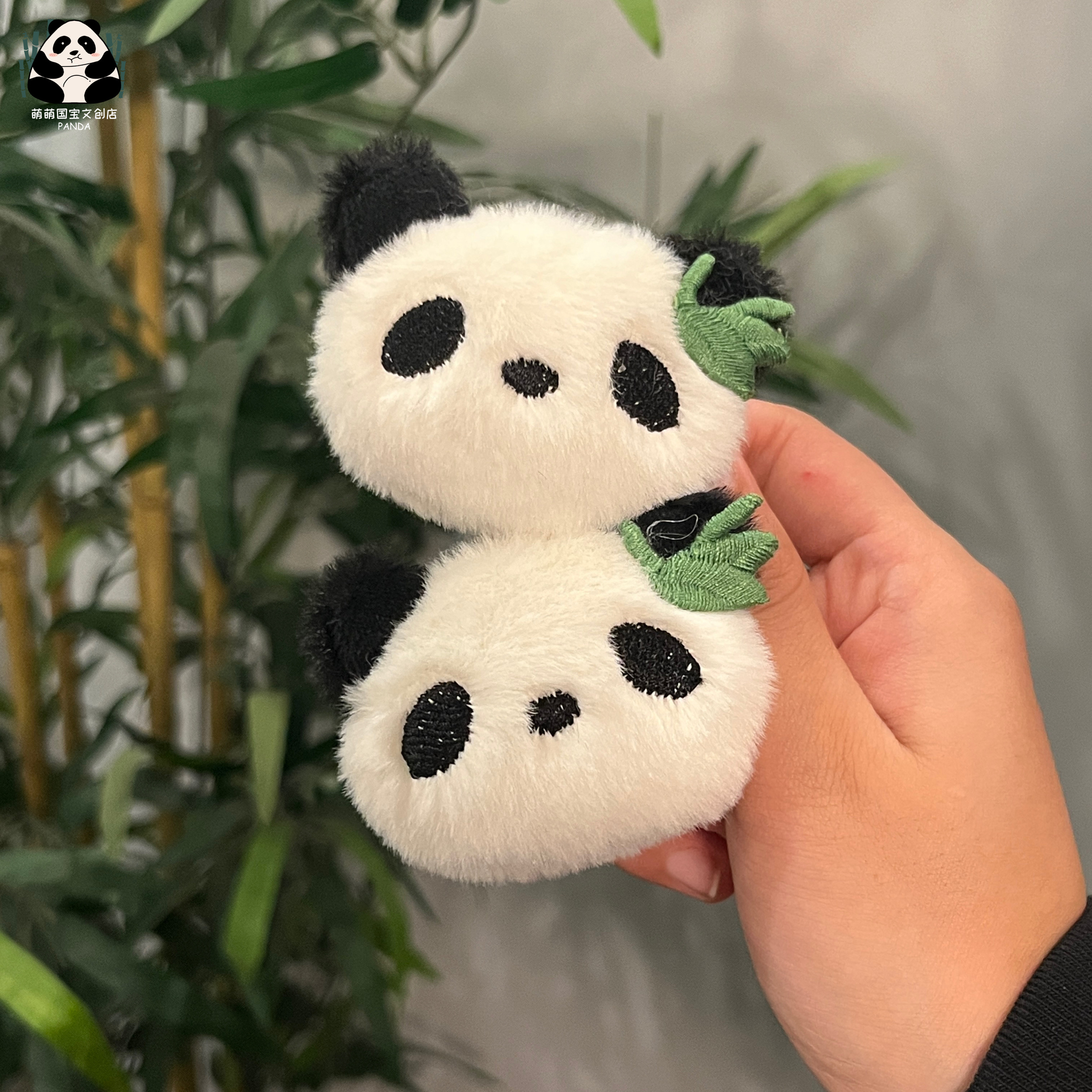 熊猫花花毛绒发夹发饰送女生