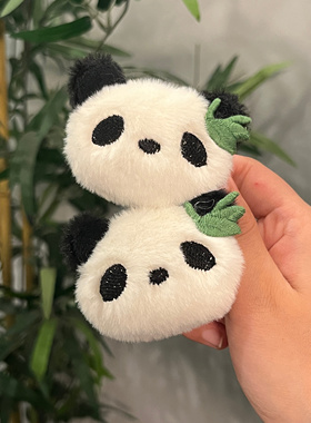 熊猫花花毛绒发夹发饰送女生