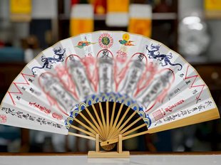 纯手绘法扇折扇三官携带好运扇子摆件六壬大显威灵天师五雷扇竹扇