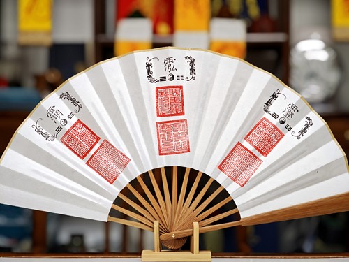 2026太岁守护扇国风手绘女扇折扇竹扇空白宣纸扇子文玩玉竹扇