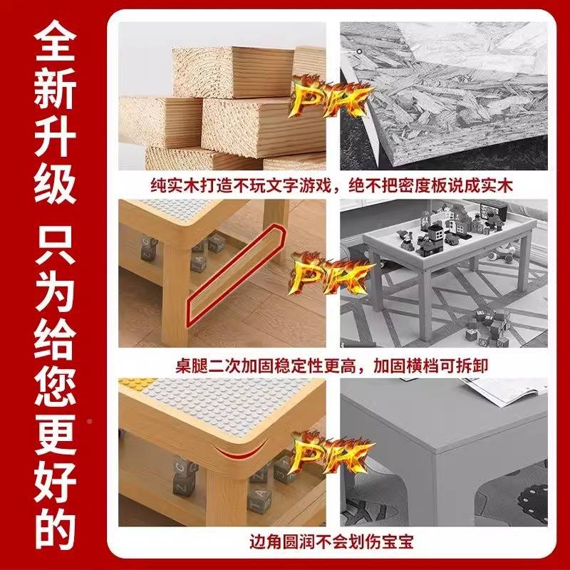 粒实73096积女功木儿童子益桌玩具男积拼装木木桌孩子多大能颗学