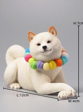 XK/柴饰犬模边真型1仿J物手办小狗周97225玩偶车载动装桌面摆 6件