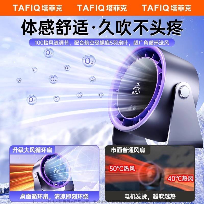 变超频循环涡风电扇】轮u风航扇家降sb充数显办小公室宿舍厨房壁