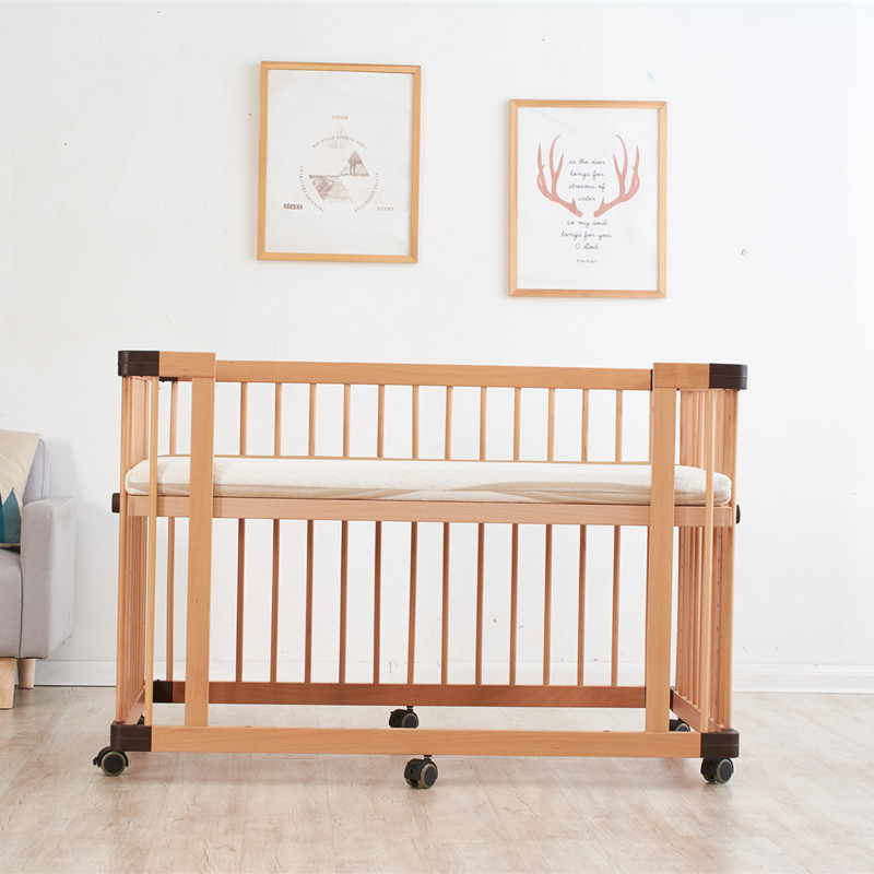 德国品质lyBaby德国木蜡油工艺婴儿床榉木N实木可拼接大床新生儿