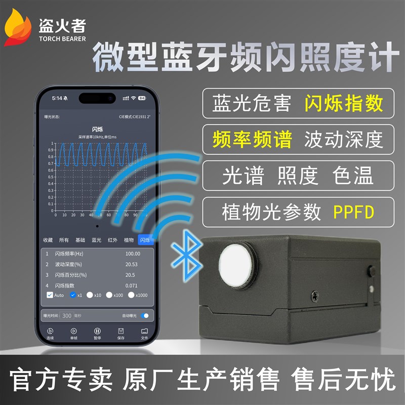 德国品质P4 Proq微型蓝牙频闪照度计可测闪烁指数波动深度