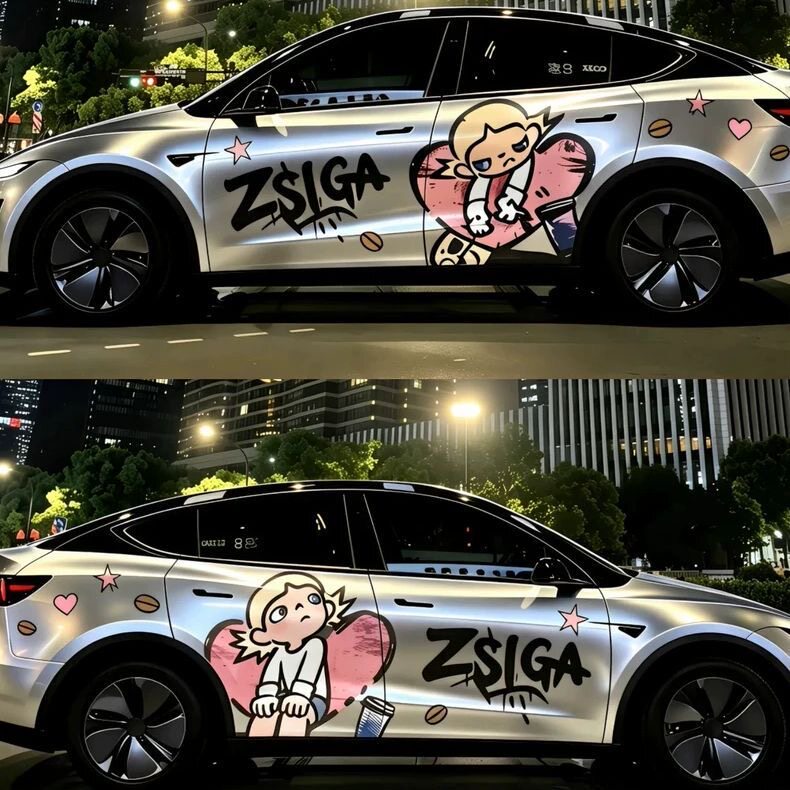 特斯拉ModelY嘎子姐车身贴定制