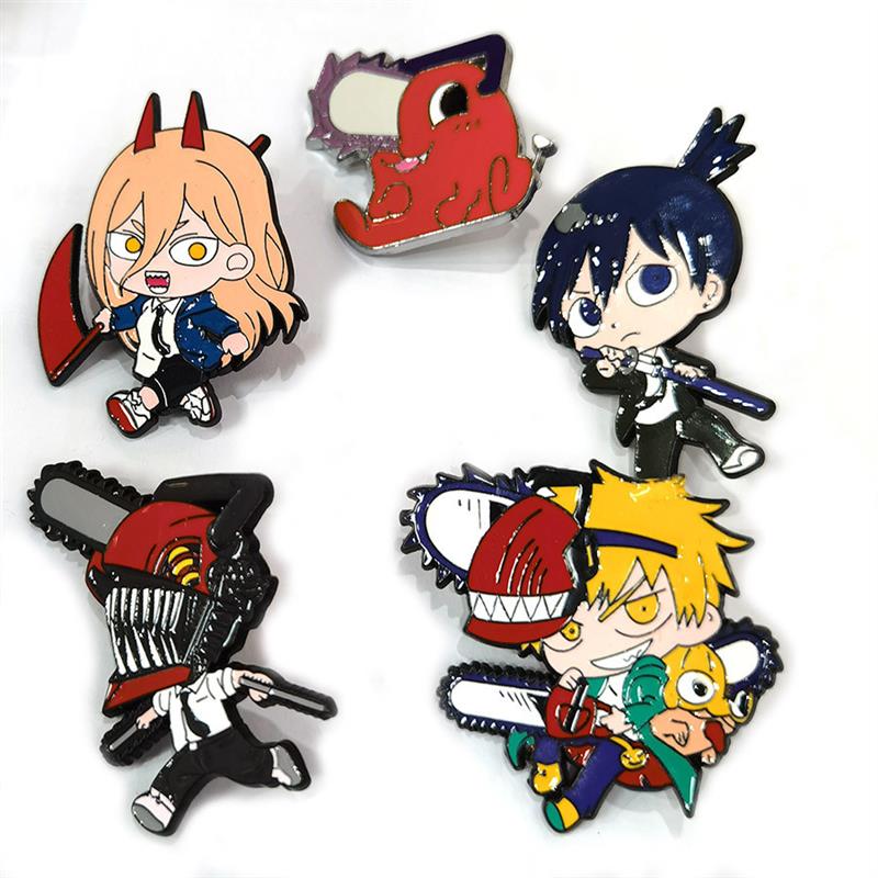新款动漫周边电锯人胸针Q版Badge徽章链锯人帕瓦电次胸针金属徽章
