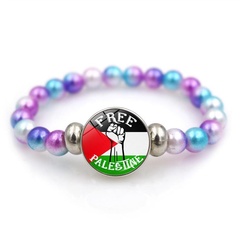 新款水晶Palestine自由国旗手链女生高级感巴勒斯坦旗帜彩色串珠