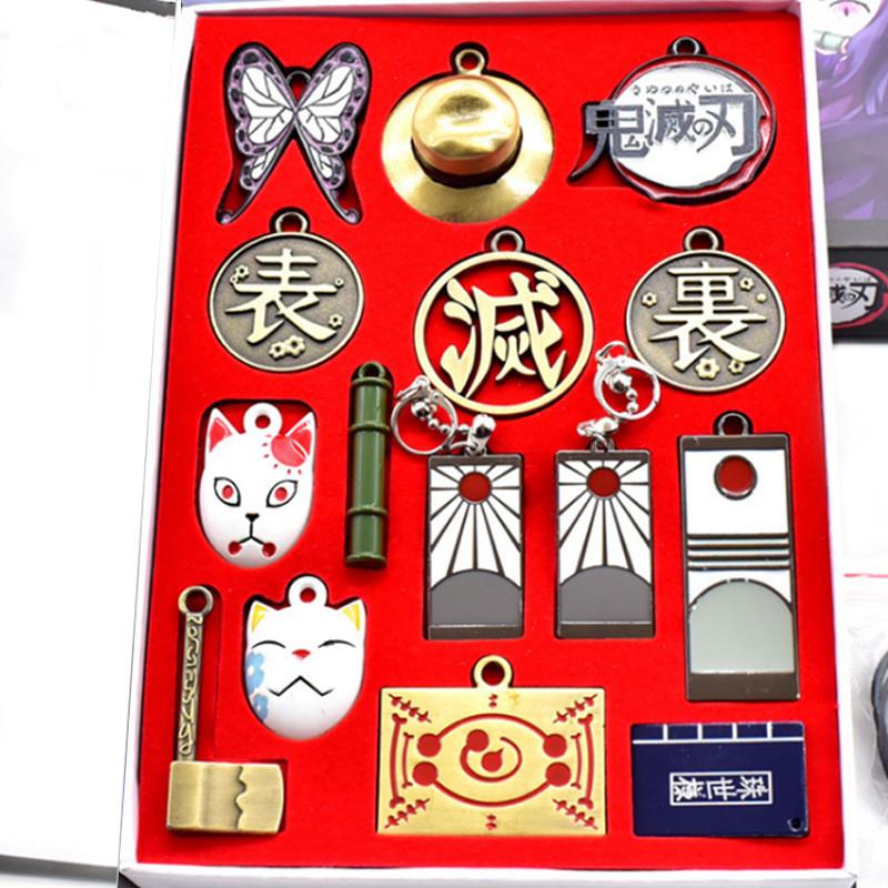 新款鬼灭项链之刃套装 项链吊坠刀Demon Slayer钥匙扣合金周边饰