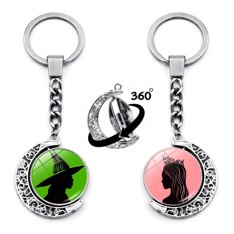 新款wicked女巫艾芙芭格琳达车钥匙链包包挂件双面旋转吊坠钥匙扣