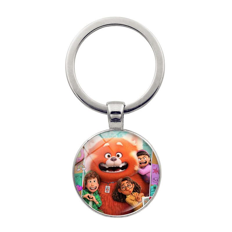 新款青春变形记动漫钥匙扣挂件turning red卡通图案时光宝石钥匙