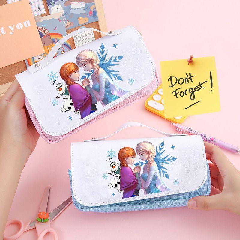 新款冰雪奇缘周边笔袋艾莎安娜同人学生少女笔袋可爱大容量文具盒