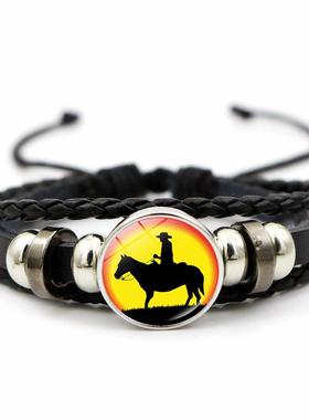 新款西部牛仔手链饰品男士百搭牛仔落日剪影手饰品爆款小商品